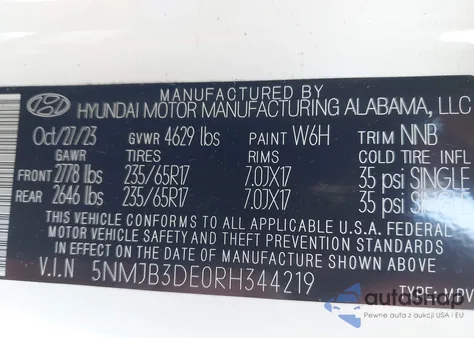 2024 Hyundai Tucson Sel z USA, uszkodzony, nr VIN 5NMJB3DE0RH344219